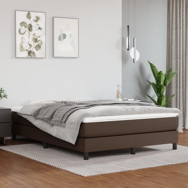 sengeramme 140x200 cm kunstlæder brun
