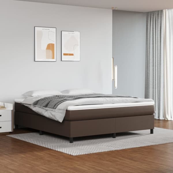 sengeramme 180x200 cm kunstlæder brun