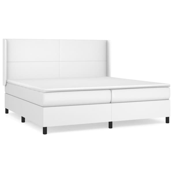 Ramsäng med madrass vit 200x200 cm konstläder