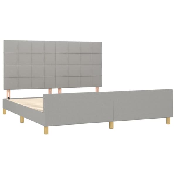 sengeramme med sengegavl 160x200 cm stof lysegrå