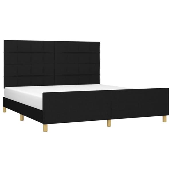 sengeramme med sengegavl 160x200 cm stof sort