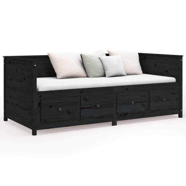Dagbädd svart 90x190 cm massiv furu