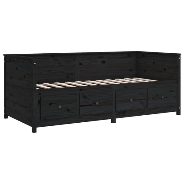 Dagbädd svart 90x190 cm massiv furu