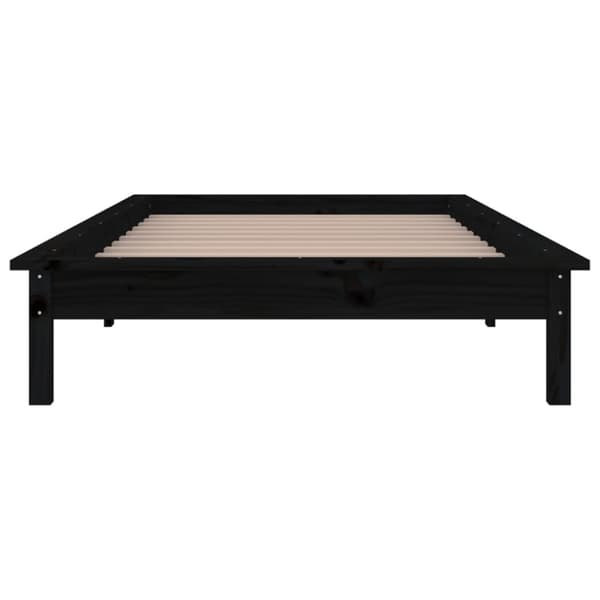 Sängynrunko LED-valoilla musta 90x200 cm täysi puu