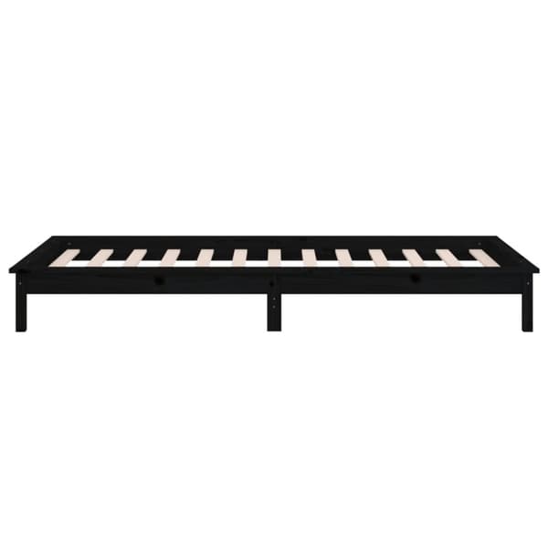 Sängynrunko LED-valoilla musta 90x200 cm täysi puu