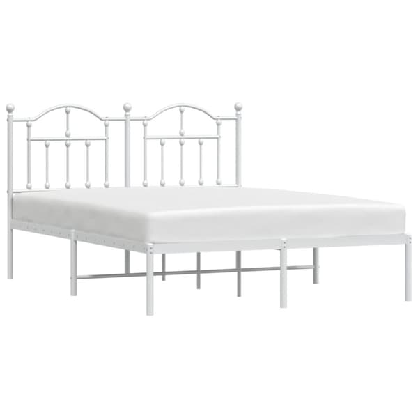 sengeramme med sengegavl 140x200 cm metal hvid