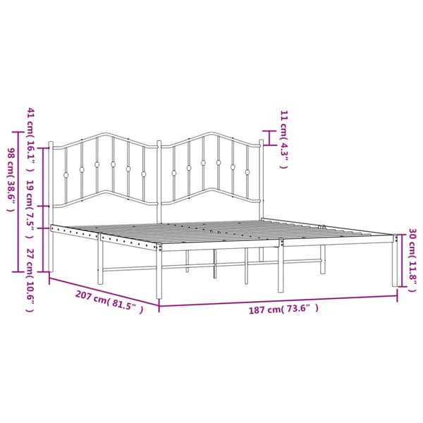 sengeramme med sengegavl 180x200 cm metal hvid