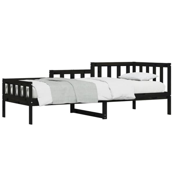 daybed 90x190 cm massivt fyrretræ sort