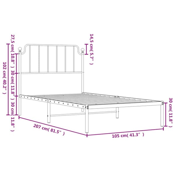 sengeramme med sengegavl 100x200 cm metal sort