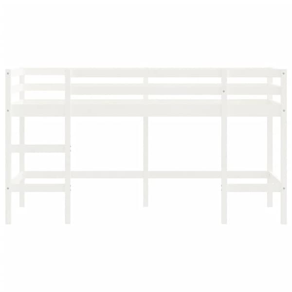 Loftsäng med stege vit 90x190 cm massiv furu