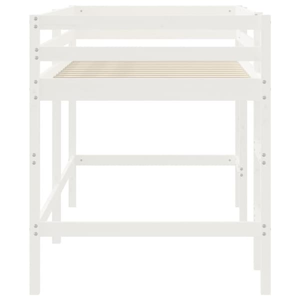 Loftsäng med stege vit 90x190 cm massiv furu