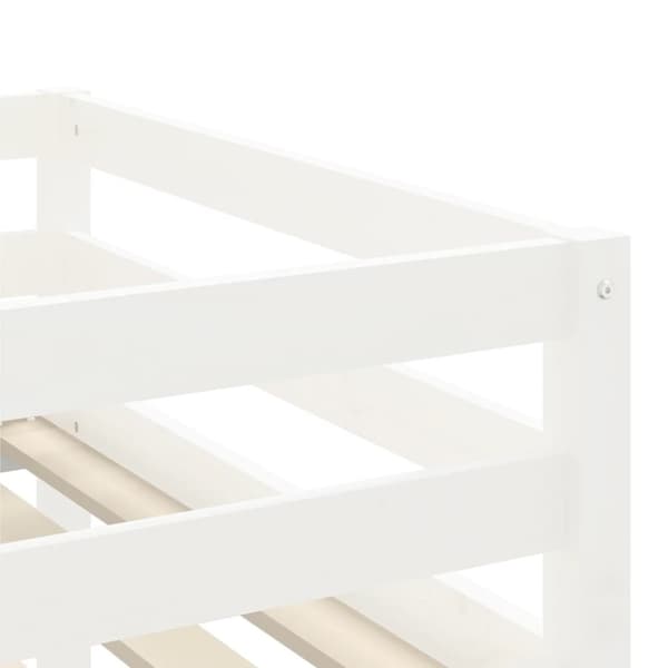 Loftsäng med stege vit 90x190 cm massiv furu