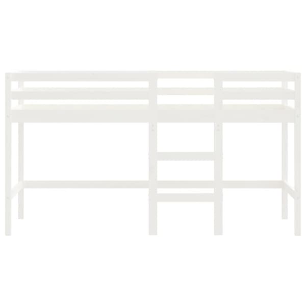 højseng med stige 90x190 cm massivt fyrretræ hvid