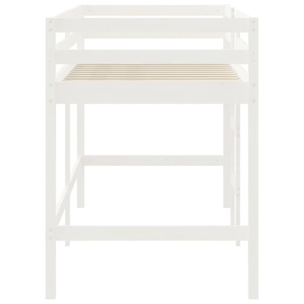 højseng med stige 90x190 cm massivt fyrretræ hvid