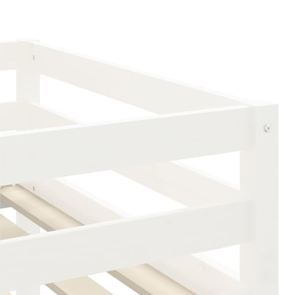 højseng med stige 90x190 cm massivt fyrretræ hvid
