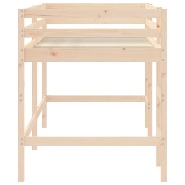 Loftsäng med stege 90x200 cm massiv furu