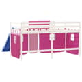 Miniatyrbild 7 av 10: Loftsäng med rutschkana rosa 80x200 cm massiv furu