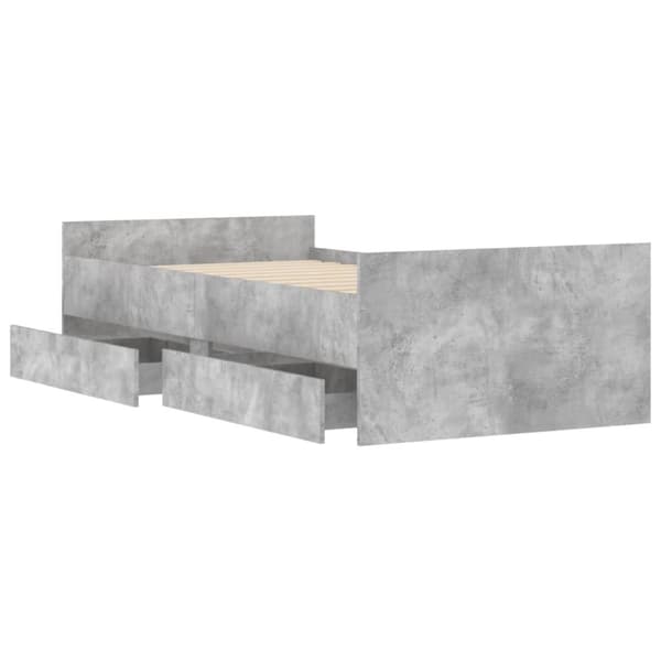 Sängynrunko laatikoilla betoninharmaa 100x200 cm