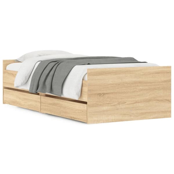 sengeramme med skuffer 100x200 cm sonoma-eg