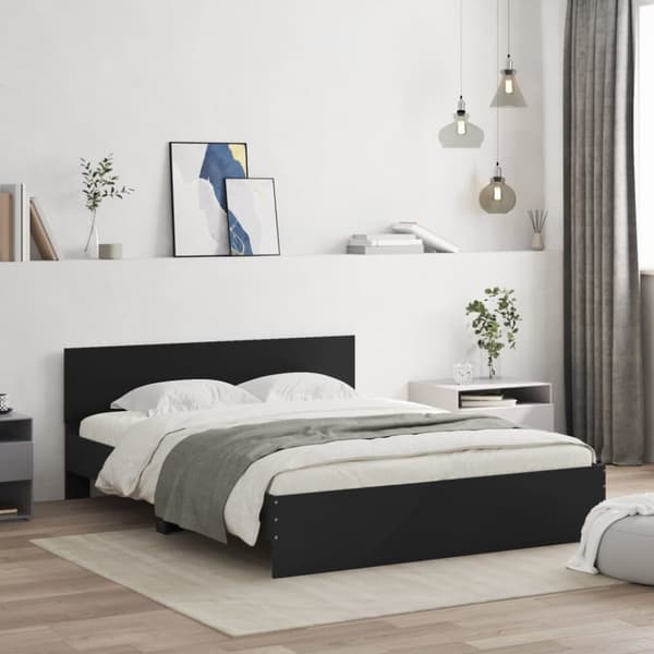 sengeramme med sengegavl 150x200 cm sort