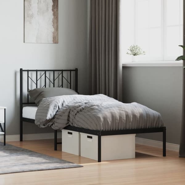sengeramme med sengegavl 75x190 cm metal sort