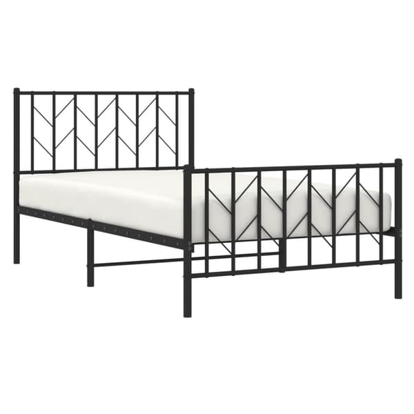 sengeramme med sengegavl og fodgærde 100x200 cm metal sort