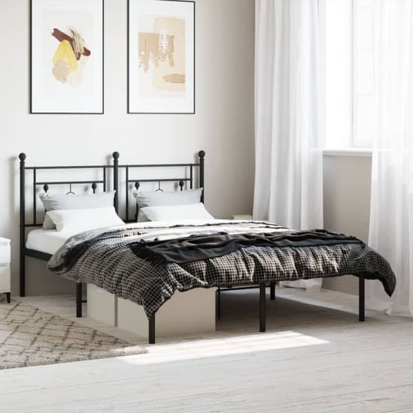 sengeramme med sengegavl 140x200 cm metal sort