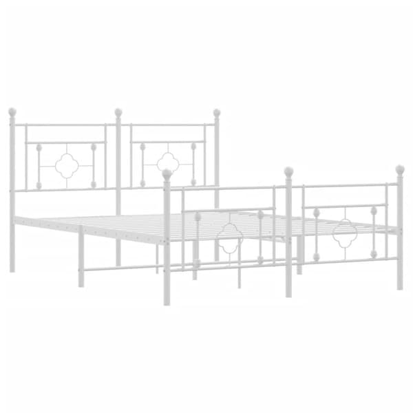 sengeramme med sengegavl og fodgærde 140x190 cm metal hvid