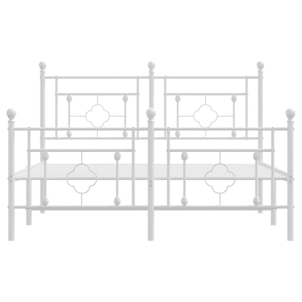 sengeramme med sengegavl og fodgærde 140x190 cm metal hvid