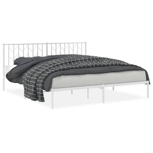 sengeramme med sengegavl 180x200 cm metal hvid