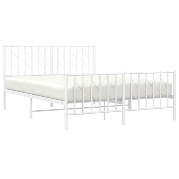 Sängram med huvudgavel och fotgavel vit metall 135x190 cm