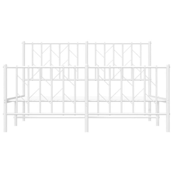 Sängram med huvudgavel och fotgavel vit metall 135x190 cm