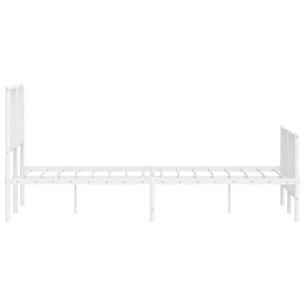 Sängram med huvudgavel och fotgavel vit metall 135x190 cm