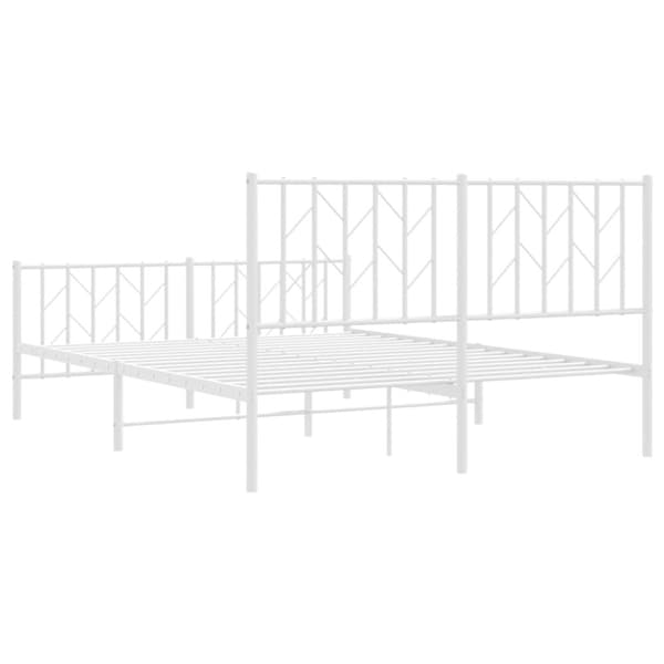 Sängram med huvudgavel och fotgavel vit metall 135x190 cm