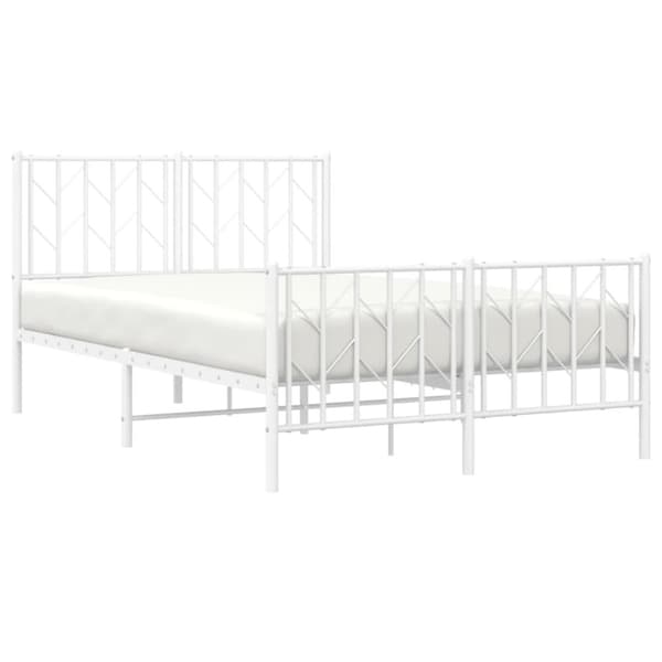 sengeramme med sengegavl og fodgærde 120x190 cm metal hvid