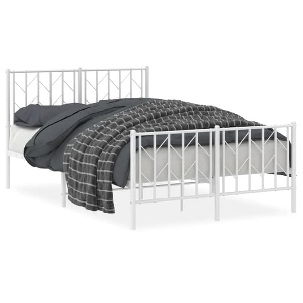 sengeramme med sengegavl og fodgærde 120x190 cm metal hvid