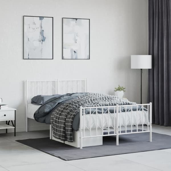 sengeramme med sengegavl og fodgærde 120x190 cm metal hvid