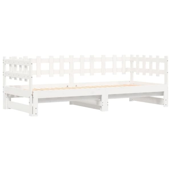 Utdragbar dagbädd vit 2x(90x200) cm massiv furu