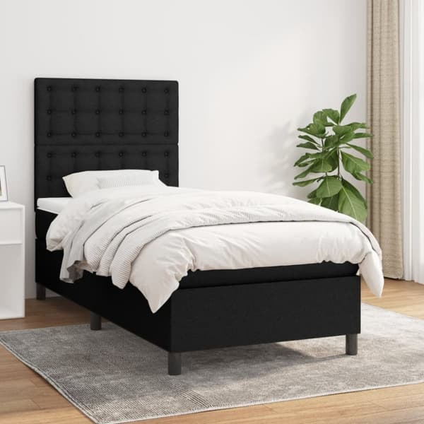 kontinentalseng med madras 100x200 cm stof sort