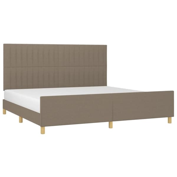 sengeramme med sengegavl 200x200 cm stof gråbrun