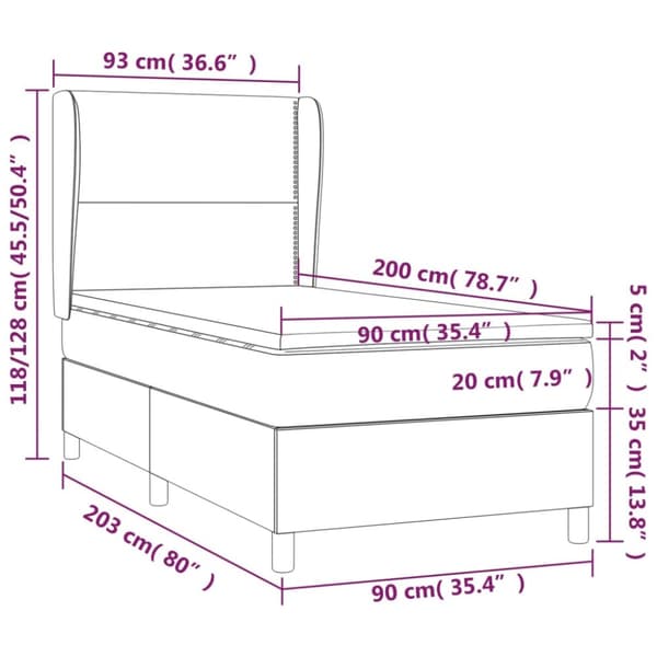 kontinentalseng med madras 90x200 cm stof gråbrun