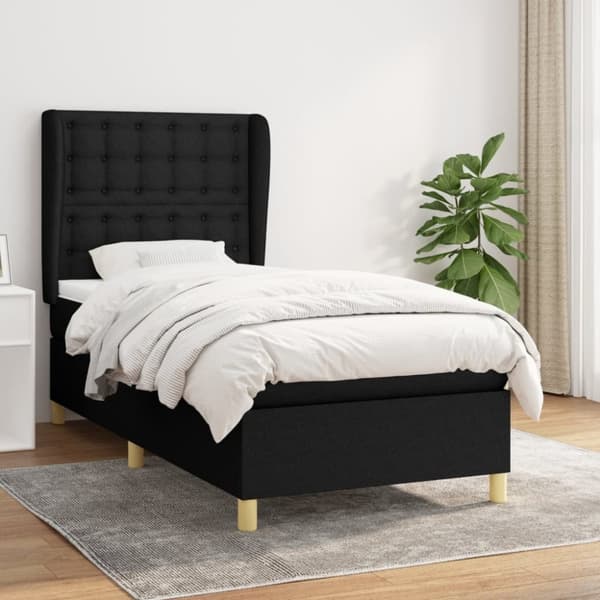 kontinentalseng med madras 100x200 cm stof sort