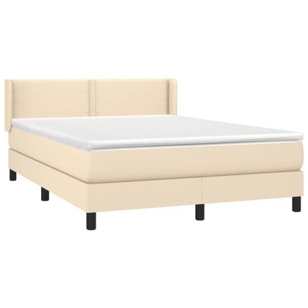 kontinentalseng med madras 140x190 cm stof cremefarvet
