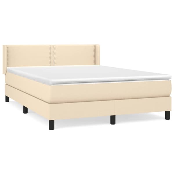 kontinentalseng med madras 140x190 cm stof cremefarvet