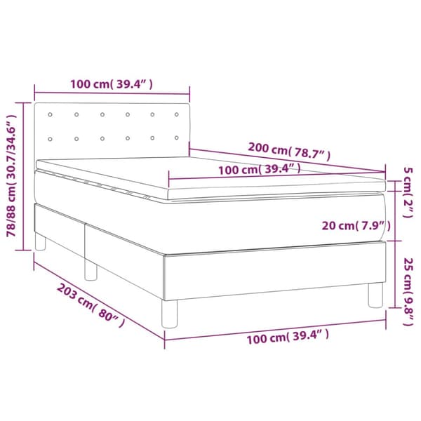 kontinentalseng med LED-lys 100x200 cm stof blå