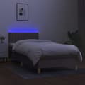 Miniatyrbild 3 av 8: Ramsäng med madrass & LED taupe 80x200 cm tyg