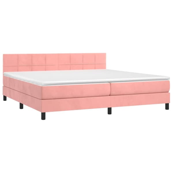Ramsäng med madrass rosa & LED 200x200 cm sammet
