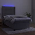 Miniatyrbillede 3 af 8: kontinentalseng med LED-lys 90x190 cm fløjl lysegrå