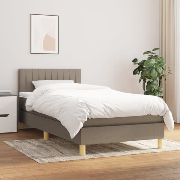 Mannermainen sänky patjalla, taupe, kangas, 90x190 cm