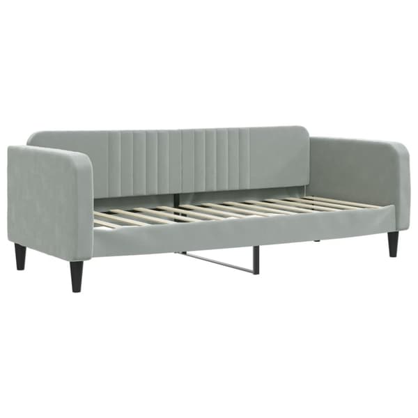 Dagbädd med madrass ljusgrå 80x200 cm sammet